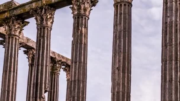 Romeinse oude tempel van Evora in Portugal - Time Lapse Video — Stockvideo