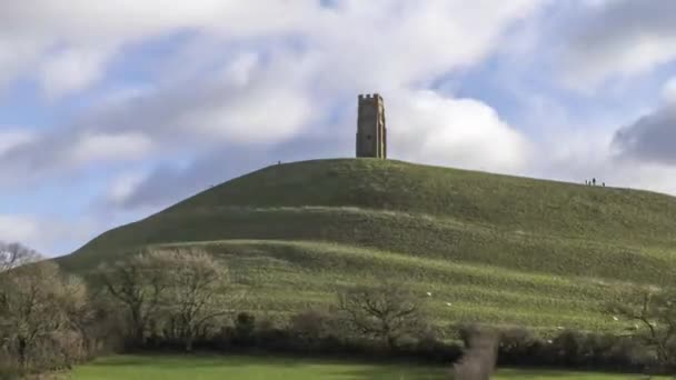 Glastonbury Tor Στο Somerset Στην Αγγλία Hyperlapse Βίντεο — Αρχείο Βίντεο