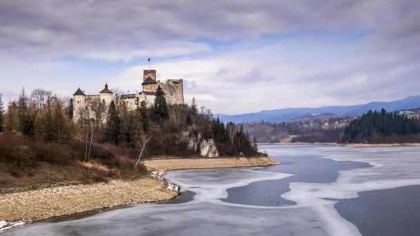 Widok Zamek Niedzicy Jezioro Czorsztyskie Timelapse Videó — Stock videók