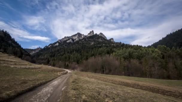 Τρεις Korony Τρεις Κορώνες Στα Pieniny Βουνά Της Πολωνίας Ώρα — Αρχείο Βίντεο