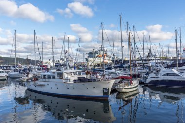 03/12/2019 - Falmouth, England -  View towards Marina and Harbour clipart