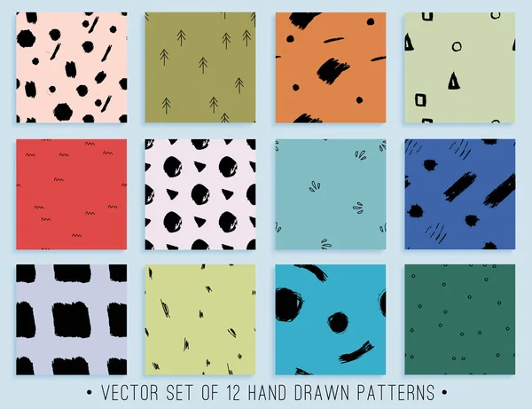 Coleção de padrão sem costura desenhada à mão — Vetor de Stock