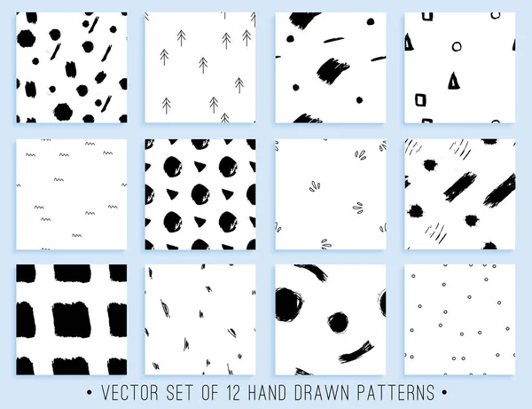 Coleção de padrão sem costura desenhada à mão — Vetor de Stock