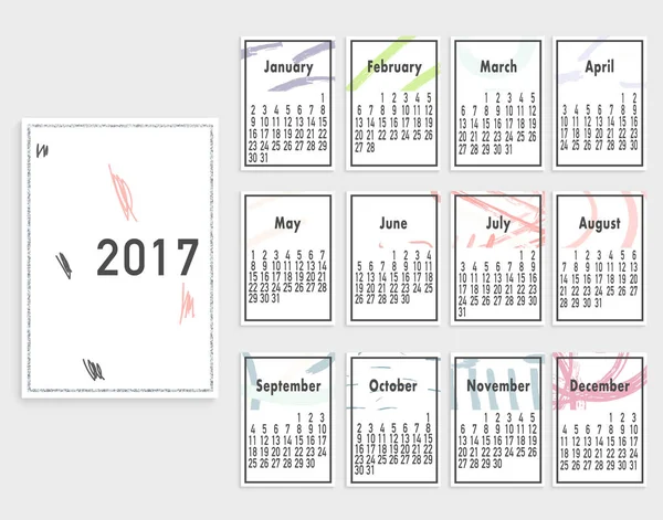 2017 년 벡터 인쇄 달력 — 스톡 벡터