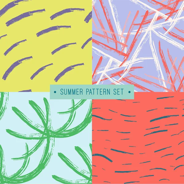 Coleção de padrão de verão sem costura artesanal — Vetor de Stock