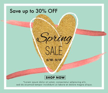 Bahar satış arka plan afiş bir kalp ile