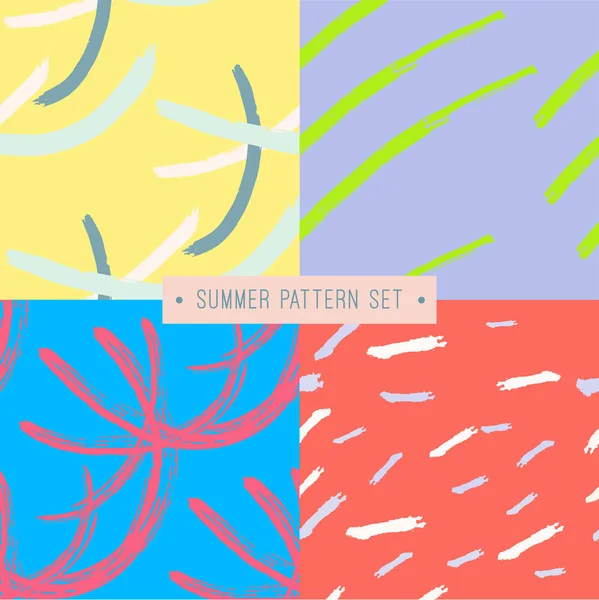Hand drawn seamless summer pattern collection — Stock Vector