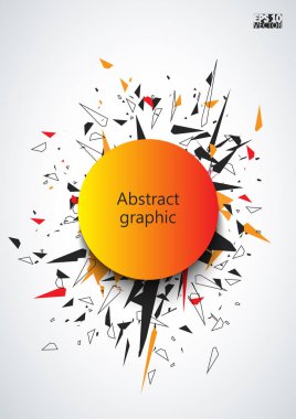 Soyut yönlü öğe birden çok parçaya kırık. Patlama etkisi. Eps10 vektör çizim.