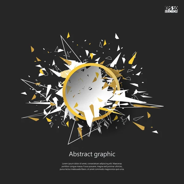 Abstracte faceted element gekraakt in meerdere fragmenten. Explosie effect. Eps10 Vector Illustratie. — Stockvector