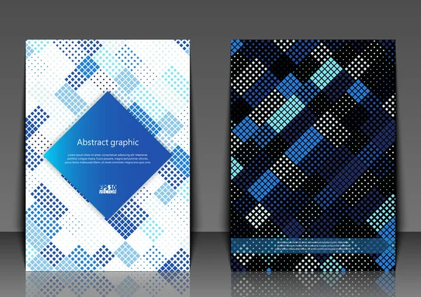 Flyer πρότυπο με αφηρημένα φόντο. Αφηρημένα φόντο μωσαϊκό με τετράγωνα pixel. Εικονογράφηση διάνυσμα Eps10 — Διανυσματικό Αρχείο