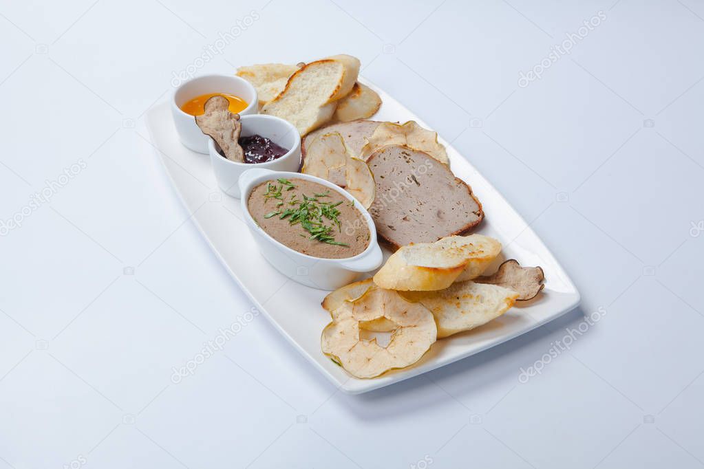 Pate. Liver. Assorted pate on the plate.