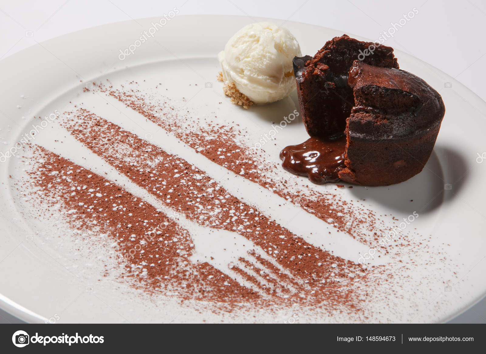 Lava cake with ice cream on a white plate. — Stock Photo © oleg