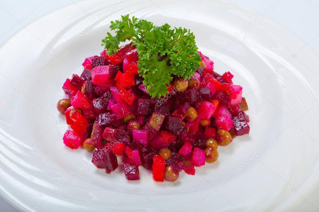 Vinagrette - salad with boiled vegetables. Vinaigrette. Russian cuisine