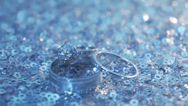 Eheringe und Rose. Schmuck und Ringe — Stockvideo