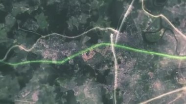 Moskova uzaydan. Animasyon. Gece Moskova uçak veya evren animasyon görünümünü. Rusya