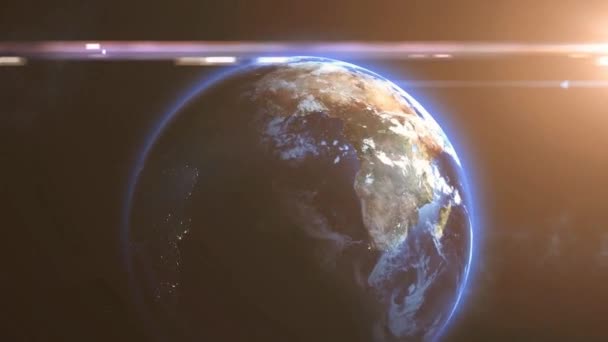 Pianta terra dall'animazione del cosmo. Pianeta terra vista dall'animazione spaziale. Vista immaginaria della terra. L'oceano dallo spazio — Video Stock