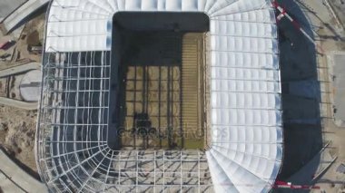 Havadan görünümü inşaat ve Futbol Stadyumu yeniden inşası. Stadyum ana bilgisayara yeniden inşası Dünya Futbol Şampiyonası 2018 yılında eşleşir. Rusya. İnşaat şirketi bir stadyum inşa
