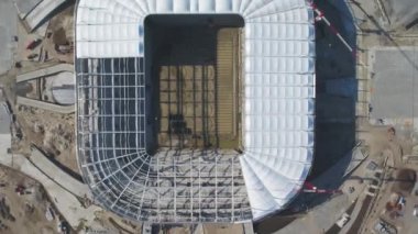 Havadan görünümü inşaat ve Futbol Stadyumu yeniden inşası. Stadyum ana bilgisayara yeniden inşası Dünya Futbol Şampiyonası 2018 yılında eşleşir. Rusya. İnşaat şirketi bir stadyum inşa