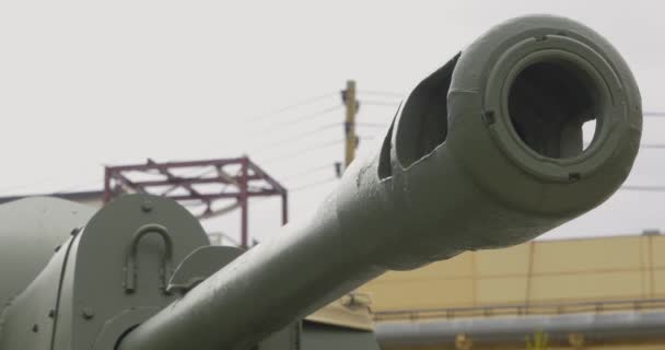 Tanque de barril. El cañón del tanque. Tanque de la Segunda Guerra Mundial t-34 — Vídeo de stock
