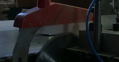 Adam ahşap testere iş başında. Daire testere. Ahşap, parçacık yönetim kurulu ve Sunta testere bir makine. Mobilya sanayi üretim.