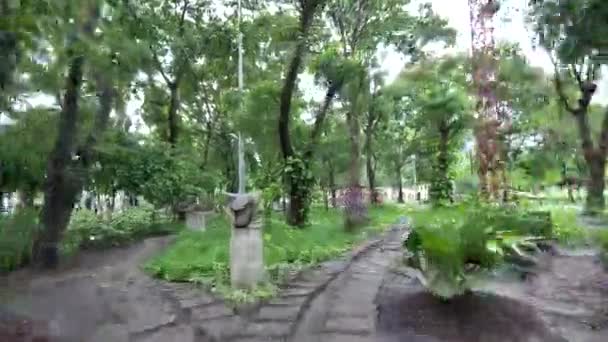 Courir à travers le parc vue à la première personne .