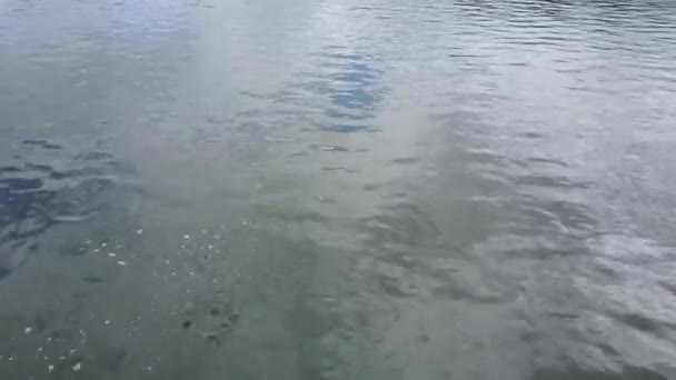 Vasto fundo azul lago com ondas moderadas olhando direto para baixo. Vista aérea do rio azul — Vídeo de Stock