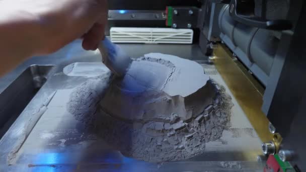 Arbeitsfähige 3D-Drucker. 3D-Druckermechanismus, der yelement-Design des Geräts während der Prozesse. Arbeitsfähige 3D-Drucker Nahaufnahme des Prozesses. moderner 3D-Drucker Figur Nahaufnahme Makro — Stockvideo