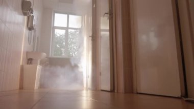 Bir banyo ahır duman. Duman ve bir banyo ahır ışıkta. Zaman makinesi tuvalette
