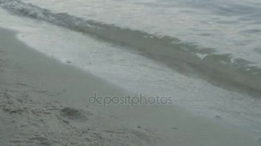 Arka plan olarak göl kıyısında Sandy
