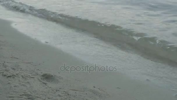 Песчаный берег на озере в качестве фона — стоковое видео