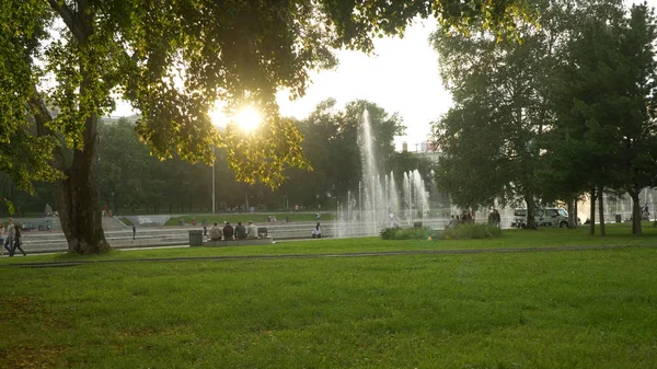 Verano hierba pradera movimiento borroso de viento agradable con luz solar brillante, fondo de primavera soleado — Foto de Stock