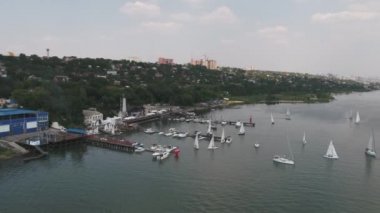 Kargo hava görünümünü Singapur limanda gemi. Görüntüleri