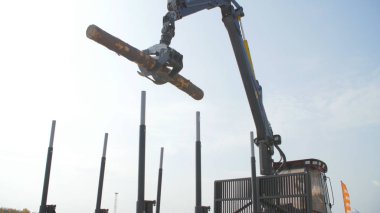 Yükleme için günlükleri taze kesilmiş günlüğü yükleyici veya Ormancılık makine hamle