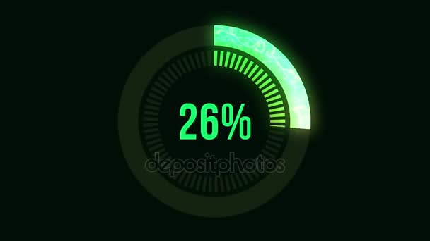 Animation Green loading bar with Alpha channel. 0-100 percent. Green circle. Download Page. Loading Animation - 0-100 — Stock Video