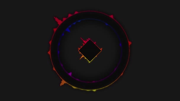 Eenvoudige cirkel Equalizer Audio Spectrum kleur achtergrond. Zachte vak Achtergrondkleur equalizer. Muziek equalizer cirkel achtergrond interface met glanzende lichten — Stockvideo