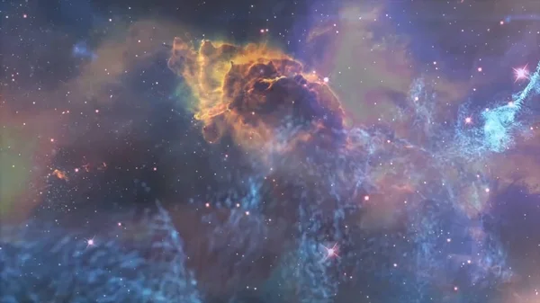 Universo cheio de estrelas, nebulosas e galáxias. Nebulosa e galáxias no espaço. Via Láctea e luz rosa nas montanhas. Noite paisagem colorida . — Fotografia de Stock