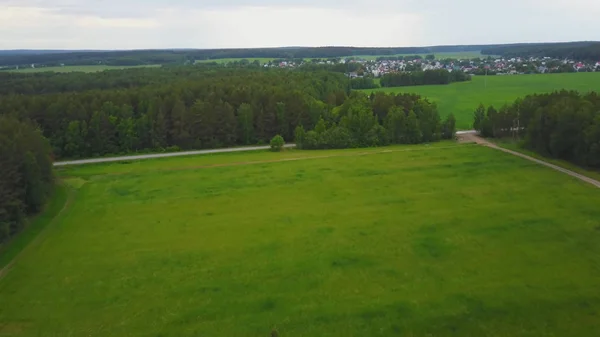 Литовська краєвид зверху на весну. Пташиного польоту безмежне лісі під білі хмари. Вид з лісу. Ліс від вид зверху — стокове фото