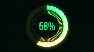 Bilim futuristik yükleme daire yüzük. Transfer Download animasyon 0-100 mavi bilim etkisi yükleniyor. Açık mavi fütüristik daire yüzük küre bar animasyon siyah ekranda yükleniyor. Animasyon yükleniyor