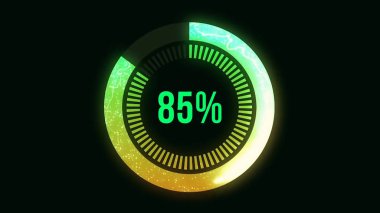 Bilim futuristik yükleme daire yüzük. Transfer Download animasyon 0-100 mavi bilim etkisi yükleniyor. Açık mavi fütüristik daire yüzük küre bar animasyon siyah ekranda yükleniyor. Animasyon yükleniyor