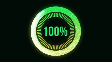 Bilim futuristik yükleme daire yüzük. Transfer Download animasyon 0-100 mavi bilim etkisi yükleniyor. Açık mavi fütüristik daire yüzük küre bar animasyon siyah ekranda yükleniyor. Animasyon yükleniyor
