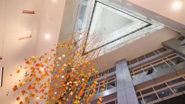 Lüks otel, modern mimari, lüks çağdaş inşaat yaratıcı tasarım konsepti çatıda tavana, büyük şeffaf cam üzerinde büyük pencere