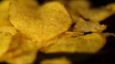Altın Chips patates doku. Lezzetli cips gıda arka plan. Cips portre