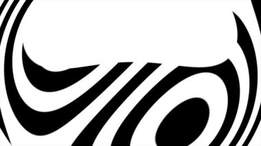 Soyut CGI hareketli grafik ve hareketli animasyonlu arka plan siyah ve beyaz açı. Siyah ve beyaz geometrik şekiller hipnotik ritmik hareketi