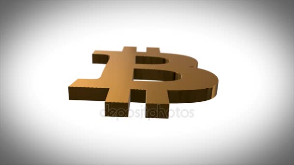 Abstrakt animasjon av bitcoin-valutasignal i digitalt cyberspace. Abstrakt animasjon av Bitcoin, digitalt valutasymbol i digitalt cyberspace. Se min portefølje for ulike fargeopsjoner . – stockvideo