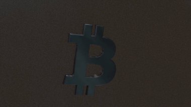 Sembol Bitcoin. Bitcoin, cryptocurrency. Bitcoin 3d animasyon.