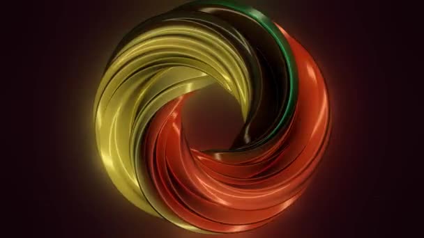 Rotierender Purpurtorus. 3D-Computer generierte geometrische Animation. Rotationsanimation Farbe Torus. Animation der Rotationshypnose-Spirale aus buntem Karamell, Glas oder Kunststoff. Schleifenanimation — Stockvideo