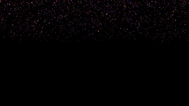 Animation of color beads on a black background. The color animation of falling crumbs. Loop fotage — Stock Video