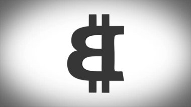 Beyaz arka planda siyah Bitcoin. Küçük. Kripto para birimi kavramı. Blockchain teknoloji