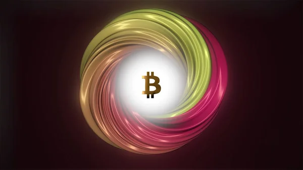 Abstract animation of bitcoin currency sign in abstract colored Torah — Stock Photo, Image