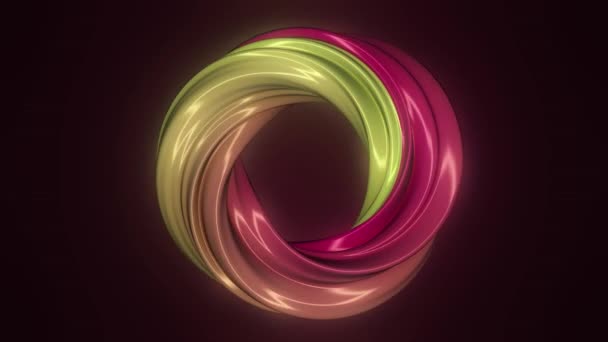 Animation der Rotationshypnose-Spirale aus buntem Karamell, Glas oder Kunststoff. Schleifenanimation. rotierender Purpurtorus. 3D Computer generierte geometrische Animation — Stockvideo